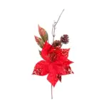 Vianočná dekorácia MagicHome vetvička s kvetom poinsettia dotvorí čarokrásnu atmosféru Vianoc vo vašom domove. Farba je červená. Výška je 34 cm. Balenie obsahuje 6 ks.