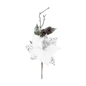 Vianočná dekorácia MagicHome vetvička s kvetom poinsettia dotvorí čarokrásnu atmosféru počas Vianoc vo vašom domove. Farba je biela. Výška je 34 cm. Balenie obsahuje 6 ks.