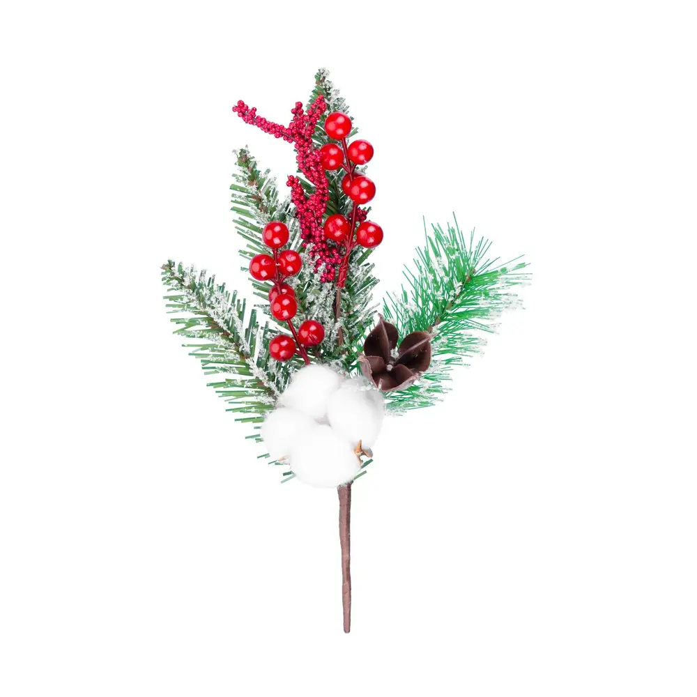 Vianočná dekorácia MagicHome vetvička s bavlnou a bobuľkami dotvorí čarokrásnu atmosféru Vianoc vo vašom domove. Farba je červená. Výška je 30 cm. Balenie obsahuje 6 ks.