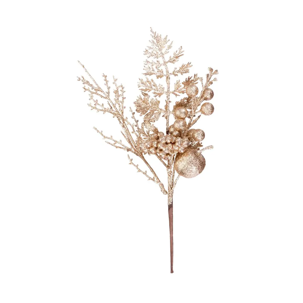Vianočná dekorácia MagicHome vetvička s jabĺčkom a bobuľami dotvorí čarokrásnu atmosféru Vianoc vo vašom domove. Farba je zlatá. Výška je 28 cm. Balenie obsahuje 6 ks.