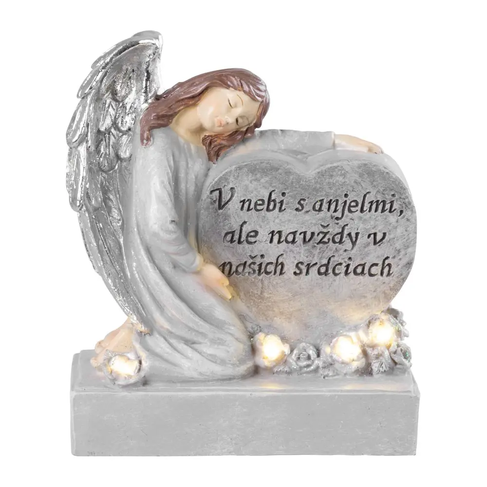 Keramická solárna dekorácia anjela so srdcom