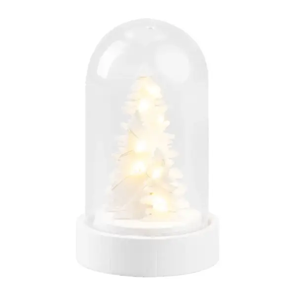 <p>Dekorácia MagicHome Biely stromček v kupole je vkusným doplnkom vášho interiéru počas vianočných sviatkov. Je to vianočná dekorácia s LED osvetlením. Farba LED je teplá biela a počet LED je 1. Disponuje funkciou jednoduchého svietenia a spínačom ON/OFF. Napájanie zabezpečuje 1 x CR2032 batéria