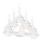 Svietnik MagicHome je vkusným doplnkom vášho interiéru počas vianočných sviatkov. Je to vianočná dekorácia s LED osvetlením. Farba LED je teplá biela a počet LED je 6. Disponuje funkciou jednoduchého svietenia. Stupeň ochrany je IP20 a dekorácia je vhodná do interiéru. Menovité napätie je 3 V a menovitý príkon je 0