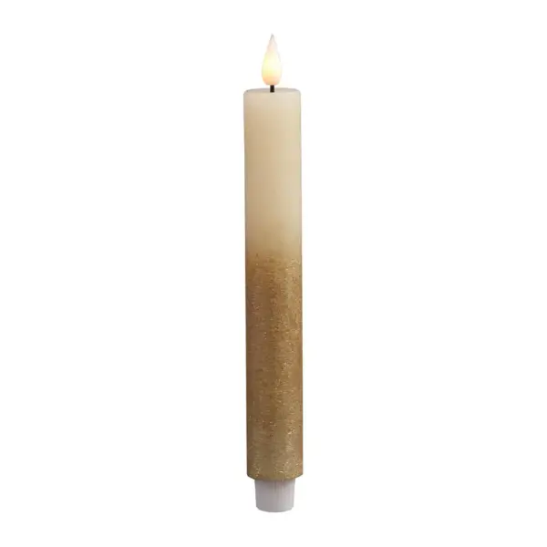 <p>Táto elegantná LED sviečka MagicHome v krémovej farbe so zlatým metalickým efektom poskytuje jednoduché svietenie a obsahuje časovač (6 hod. ON