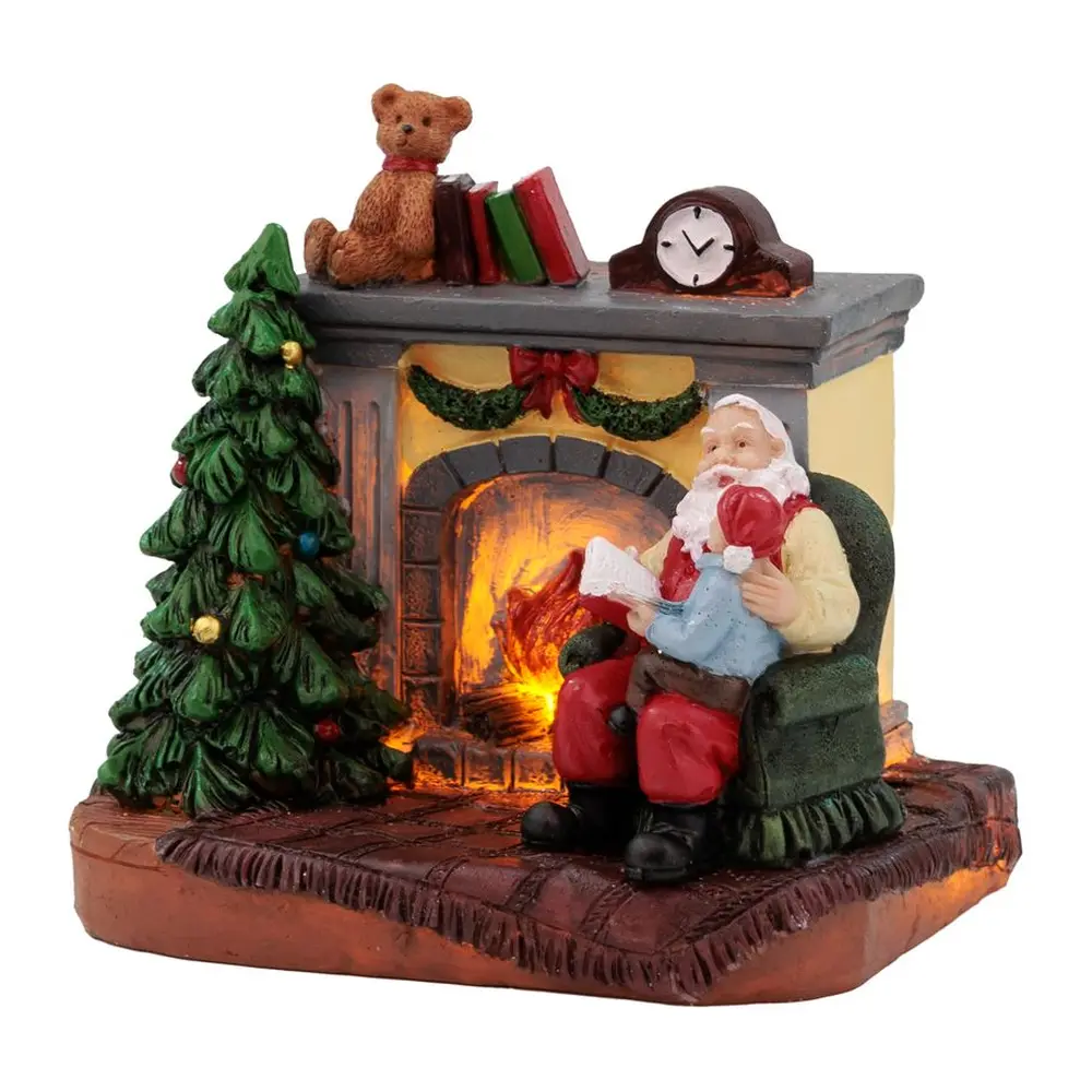 Dekorácia MagicHome Santa s dieťaťom pri krbe skrášli váš domov počas vianočného obdobia. Je to vianočná dekorácia s LED osvetlením. Farba LED je teplá biela a počet LED je 1. Disponuje funkciou jednoduchého svietenia a spínačom ON/OFF. Dekorácia slúži len na vnútorné používanie. Napájanie zabezpečujú 2 x LR44batérie
