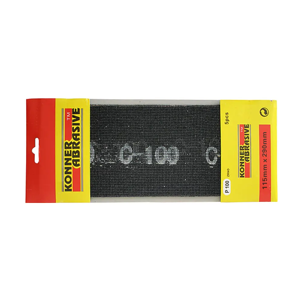 Mriežka KONNER S80 je ideálna pre brúsenie sadrokartónu vďaka svojej veľkosti 93x290 mm a hrubosti G80. Balenie 5 kusov zabezpečí dostatok materiálu na dokončenie vašich projektov. S týmto produktom dosiahnete hladký a kvalitný povrch.