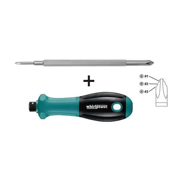 Skrutkovač Whirlpower® 96-8402 je spoľahlivý nástroj pre každodenné skrutkovanie s vymeniteľnými nástavcami QuickBit. S dĺžkou 150 mm a unikátnym 4in1 dizajnom je ideálny pre rôzne úlohy doma aj v dielni. Nechýba mu ani praktický QuickBit držiak pre rýchlu a jednoduchú výmenu nástavcov.