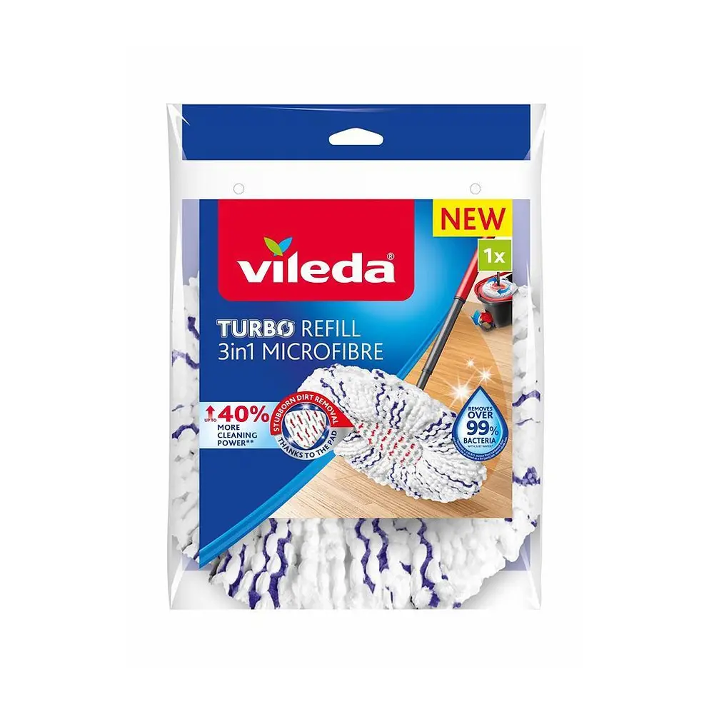 Jedinečný umývací návlek kombinuje tri druhy strapcov:- biele strapce: 100% Microfibre pre ľahké upratovanie každodennej špiny so skvelou absorpčnou schopnosťou