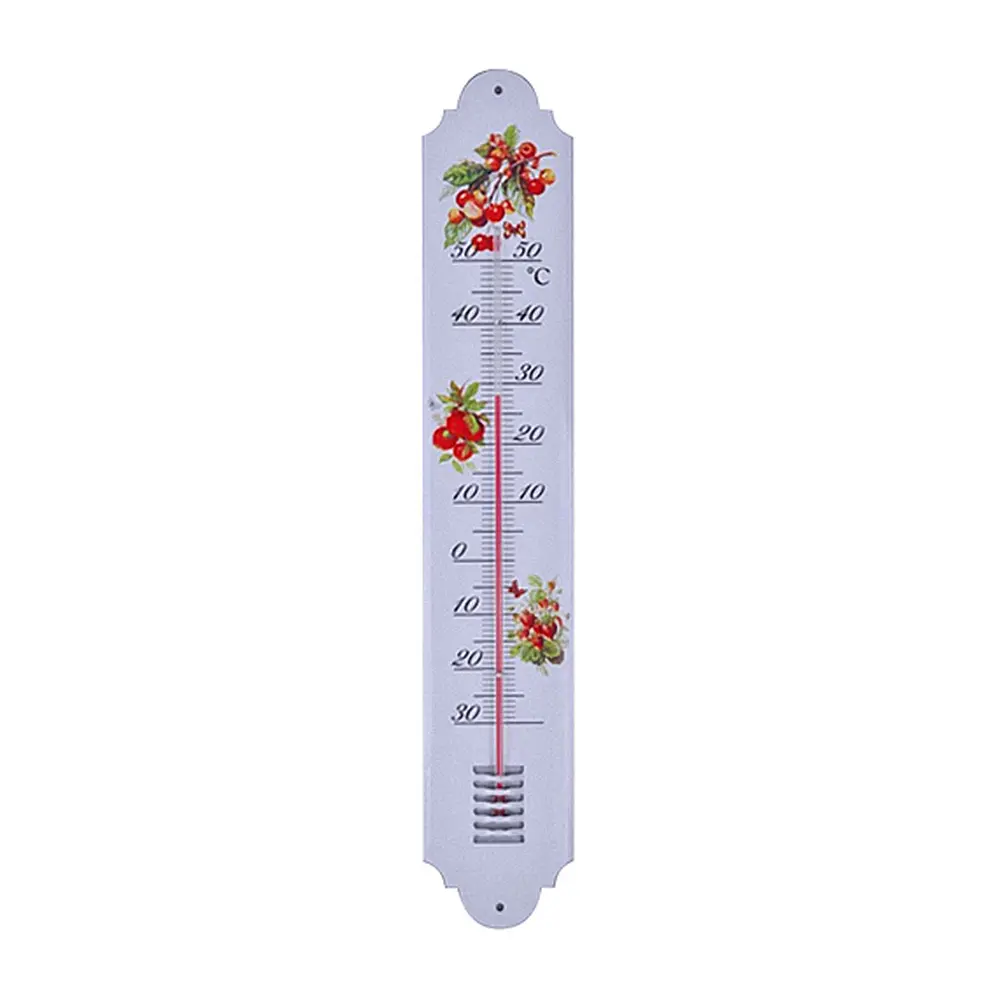 Vonkajší teplomer Strend Pro s ľudovým motívom meria teplotu v rozsahu od 50°C do -30°C. Rozmery: 500x90x15 mm.