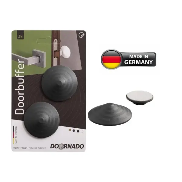 <p>Praktická zarážka na kľučku <strong>Doornado</strong> <strong>Doorbuffer</strong> poskytuje ochranu pred neželaným nárazom do steny. Už viac žiadne poškriabané steny od kľučky ! </p>