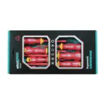 Sada skrutkovačov Whirlpower® 102-105 je nevyhnutným nástrojom pre každého elektrikára. S jej ergonomickým dizajnom a certifikáciou VDE 1000 ponúka spoľahlivosť a bezpečnosť pri práci s elektrickými zariadeniami. Vďaka 5 dielnej sade máte všetko potrebné na rýchlu a efektívnu prácu.