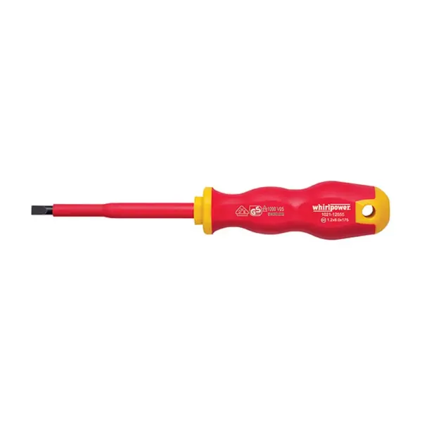 Skrutkovač Whirlpower® 1021 je spoľahlivý elektrikársky nástroj s plochou hlavou a veľkosťou 3.0/100 mm. Splňuje normy DIN5264 a VDE 1000