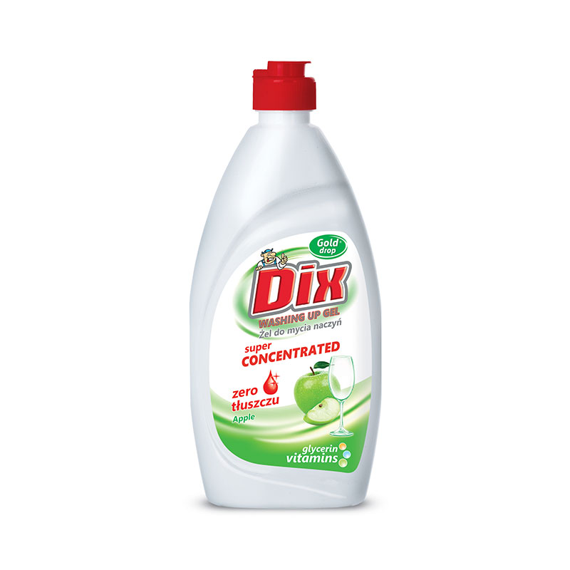 Gél na umývanie riadu DIX je až 2-krát silnejšou alternatívou k bežnemu prostriedku na umývanie riadu. Výrobok obsahuje glycerín a vitamínový komplex