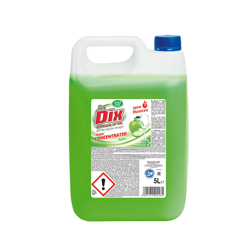 Gél na umývanie riadu DIX je až 2-krát silnejšou alternatívou k bežnému prostriedku na umývanie riadu. Výrobok obsahuje glycerín a vitamínový komplex