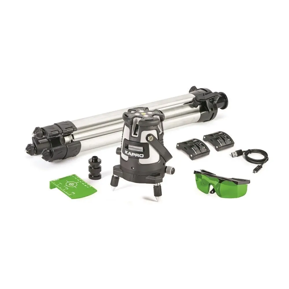 Laser KAPRO® 875GS súčasne premieta 1 vodorovný a 4 ortogonálne zvislé lúče