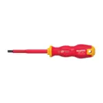 Skrutkovač Whirlpower® 1021 je spoľahlivý a vysoko kvalitný nástroj pre elektrikárov. S jeho plochou hlavou a dĺžkou 100 mm je ideálny pre rôzne elektrické práce a je certifikovaný podľa normy VDE 1000.