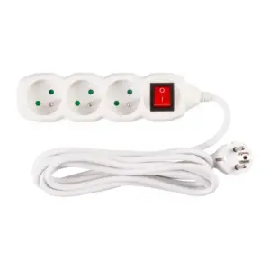 Praktický predlžovací kábel DG-F803B v bielej farbe zabezpečí prívod elektrickej energie až do dĺžky 3 metre. Svoje využitie nájde v kanceláriách