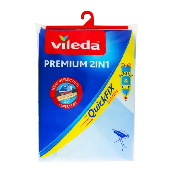 <p>S poťahom na žehliacu dosku Premium 2v1 od značky Vileda je pre vás žehlenie ešte jednoduchšie. Vlákna odrážajúce teplo zvyšujú žehliaci výkon vašej žehličky a žehlenie sa stáva rýchlejším. Mäkký povrch chráni pred odtlačkami na bielizni