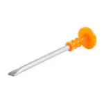 tehlou a stavebným materiálom. Disponuje PVC rukoväťou pre pohodlné uchopenie a chránič zabezpečuje bezpečnosť pri práci. Jeho dĺžka je 350 mm.