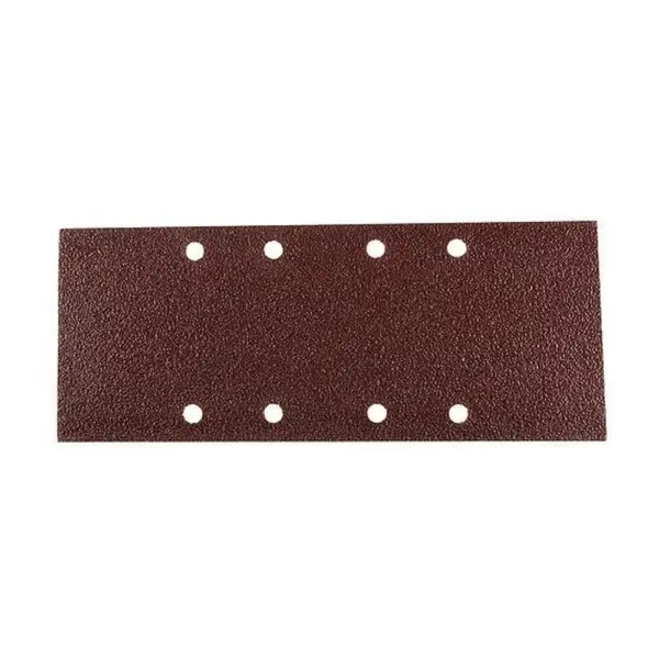 <p>Brúsne papiere sú určené na brúsenie pomocou vibračnej brúsky. Rozmery papiera sú 115 x 230 mm a jeho zrnitosť je P100. Na papieri je 8 dier