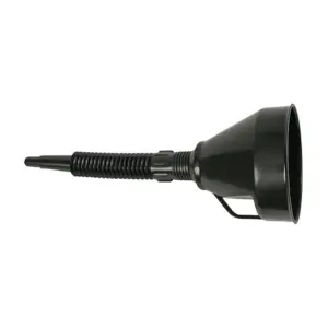 Na bezpečné preliatie pohonnej hmoty použite tento čierny platový lievik s filtrom s výškou 14 cm.