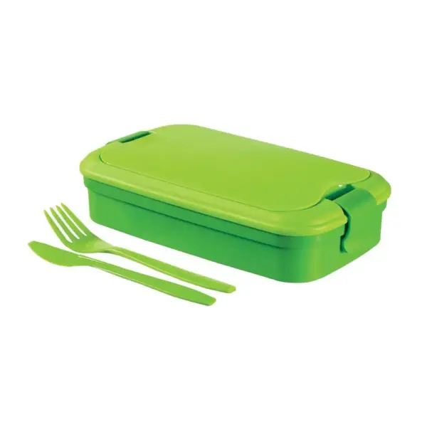 - Praktický a štýlový desiatový box Bento s vidličkou a nožom.</br> 