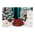 Veniec MagicHome Vianoce, prírodný, adventný, červený, 25 cm - Image 3