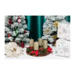 Veniec MagicHome Vianoce, prírodný, adventný, červený, 25 cm - Image 4