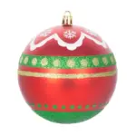 Gule MagicHome Vianoce, 4 ks, červeno - zelené, s ornamentami, na vianočný stromček, 10 cm - Image 2
