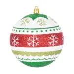 Gule MagicHome Vianoce, 4 ks, červeno - zelené, s ornamentami, na vianočný stromček, 10 cm - Image 3