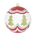 Gule MagicHome Vianoce, 4 ks, červeno - zelené, s ornamentami, na vianočný stromček, 10 cm - Image 4
