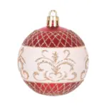 Gule MagicHome Vianoce, 9 ks, červené s ornamentom, na vianočný stromček, 6 cm - Image 4