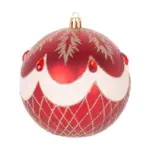 Gule MagicHome Vianoce, 4 ks, červené, s ornamentami, na vianočný stromček, 10 cm - Image 3