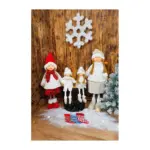 Postavička MagicHome Vianoce, Dievčatko v bielej čiapke s dlhými nohami, bielo-zlaté, látkové, 15x10x45 cm - Image 2