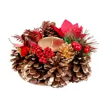 Svietnik MagicHome Vianoce, s čečinou a kvetom, prírodný, 15 cm - Image 3