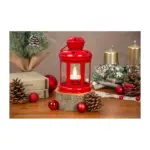 Lampáš MagicHome Vianoce, červený, s LED sviečkou teplá biela, 10x15/20 cm - Image 3
