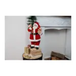 Dekorácia MagicHome Vianoce, Santa s darčekmi a medvedíkom, červený, 46 cm - Image 3