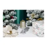Sviečka MagicHome Vianoce, 7x10 cm, valcová, šampaň, metalický efekt - Image 2