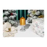 Sviečka MagicHome Vianoce, 7x10 cm, valcová, zlatá, metalický efekt - Image 2