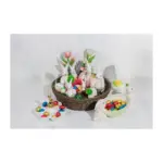 Dekorácia MagicHome, Zajačik s vajíčkom, veľkonočný, 6,3x6,5x14,9 cm - Image 3