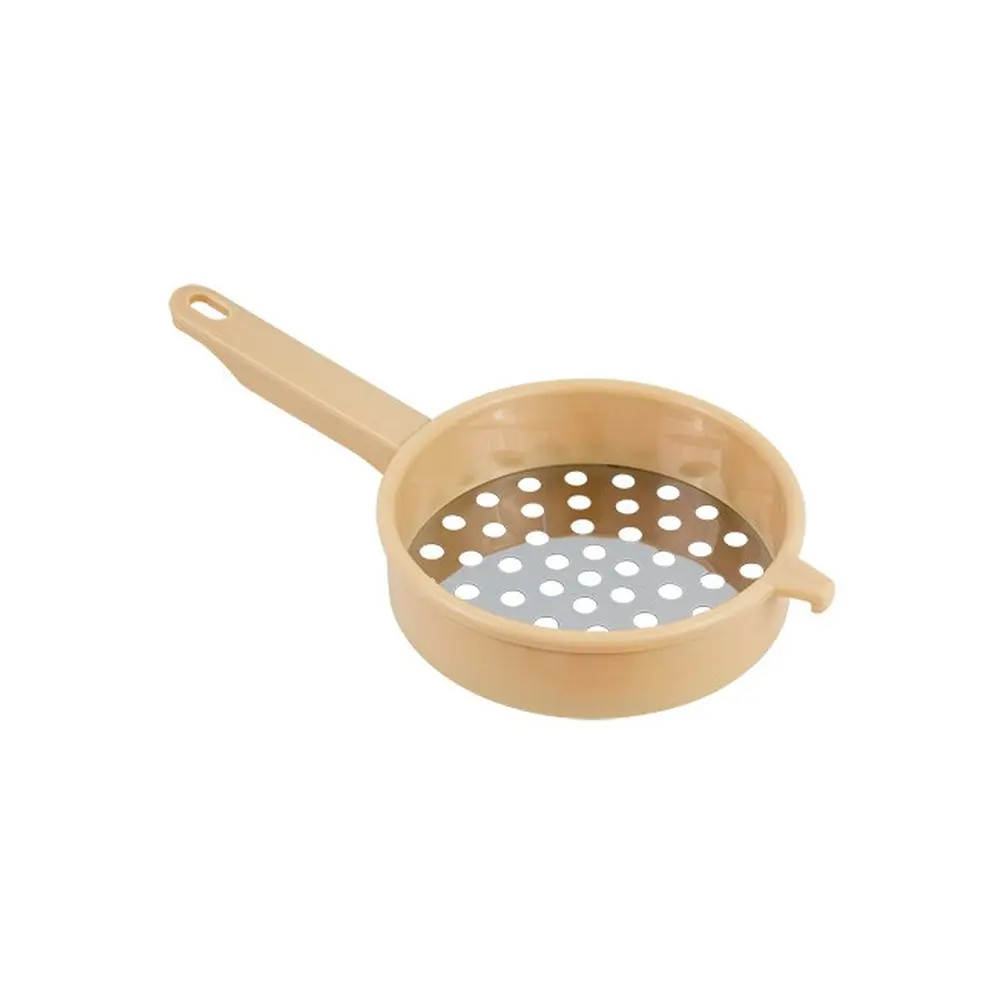 Haluškár v kombinácii pevný plast - nerez. Priemer dierok 10 mm