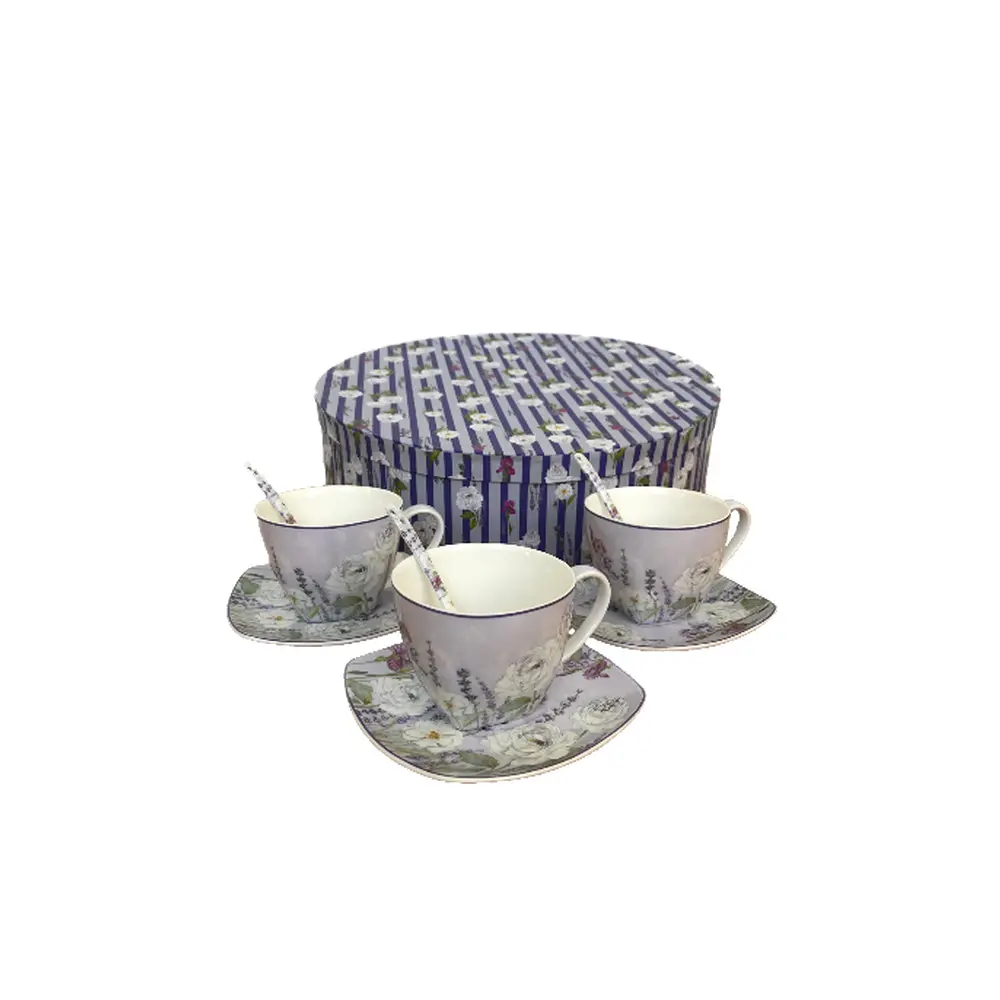 Porcelánová sada so vzorom levandule. Sada obsahuje: 6ks šálka
